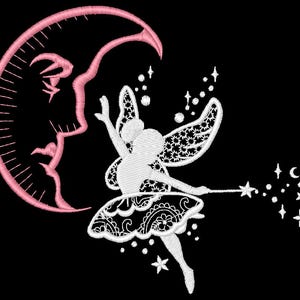 Moon Fairy Embroidery Design, Moon Fairy Embroidery Files, Fairy ...