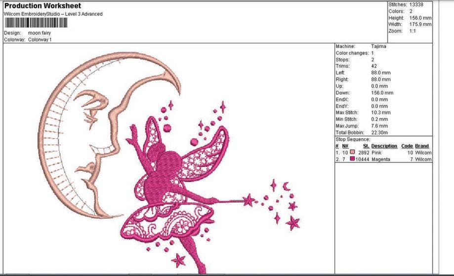 Moon Fairy Embroidery Design, Moon Fairy Embroidery Files, Fairy ...