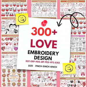 300 Embroidery Machine Bundle design, PES files Bundle embroidery, Embroidery Love Bundle, Valentine files set, 3 sizes, Instant download