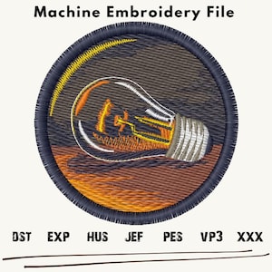 Bulb Embroidery Design: Lamp Light Machine Embroidery Pattern (Digital Download)