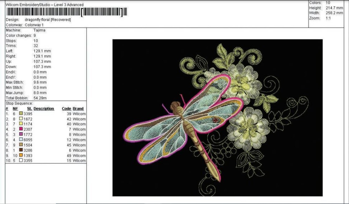 Dragonfly Embroidery Design, Dragonfly Floral Embroidery Files ...