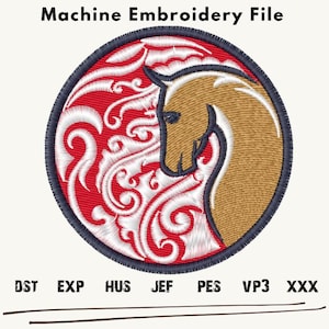 Horse Embroidery Design, Horse Animal embroidery files, Horse embroidery Patterns, Horse Machine Embroidery, Horse Patch Circle Embroidery