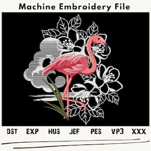 Flamingo Embroidery Design, Pink Flamingo Circle embroidery files, Flamingo embroidery Patterns, Pink Flamingo Machine Embroidery, Flamingo