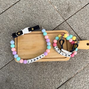 Personalized Beaded Name Dog Collar, Durable Waterproof Dog Collar, Girly Bead Collar, Unique Pet Gift, Bright Shine Large Bead For Pets