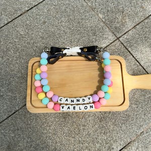 Personalized Beaded Name Dog Collar, Durable Waterproof Dog Collar, Girly Bead Collar, Unique Pet Gift, Bright Shine Large Bead For Pets