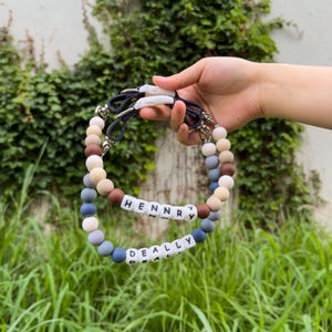 Personalized Beaded Name Dog Collar, Durable Waterproof Dog Collar, Girly Bead Collar, Unique Pet Gift, Bright Shine Large Bead For Pets