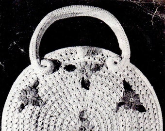 1955 Lily Crocheted Round Bag & Filet Lace Doily pattern PDF