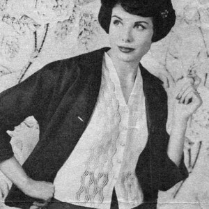 1959 Knitted Waistcoat with Lace Panels pattern PDF