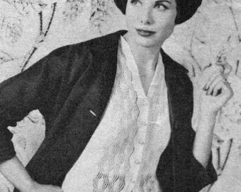 1959 Knitted Waistcoat with Lace Panels pattern PDF