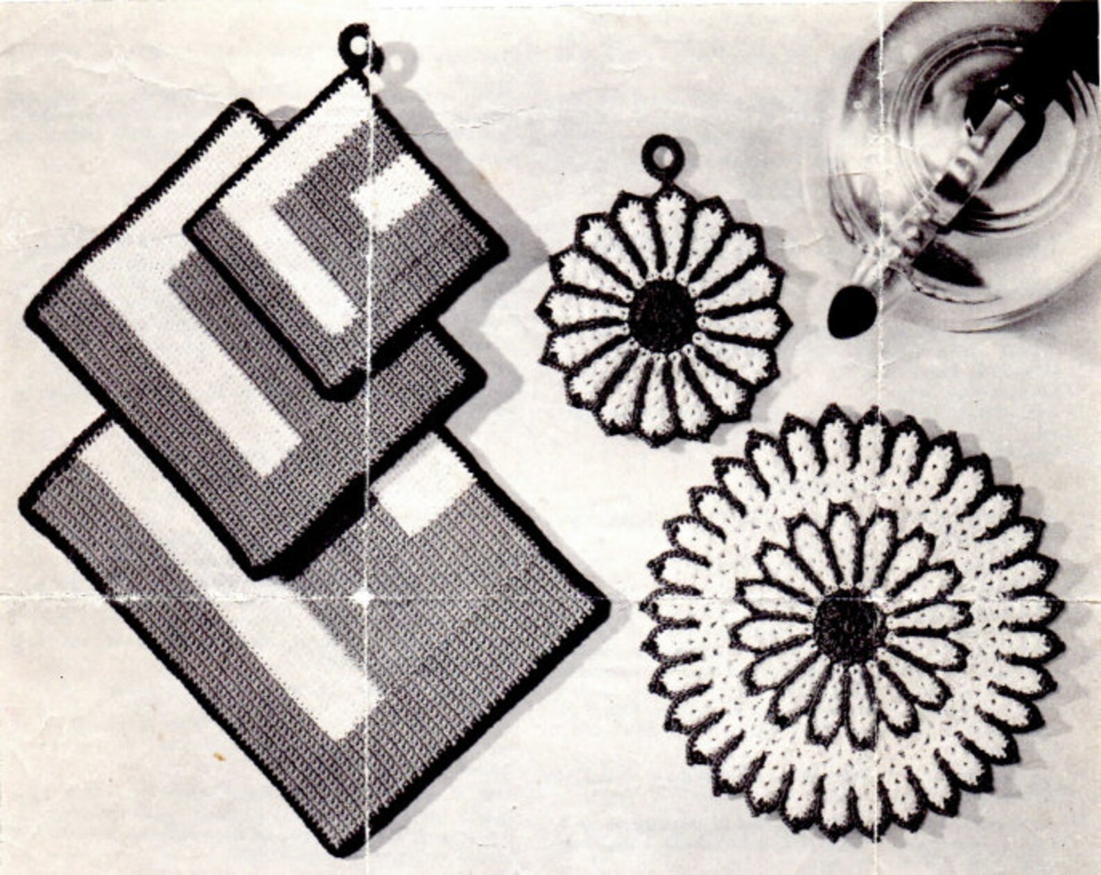 1960s Potholder and Hot Plate Mat Sets Crochet Pattern PDF Etsy Canada