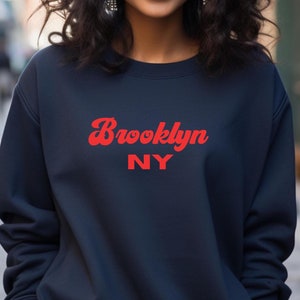 Brooklyn NY Sweatshirt Retro New York City Crewneck NY Unisex Streetwear Borough Pride NYC Sweatshirt Gift for New Yorkers Minimalist Top