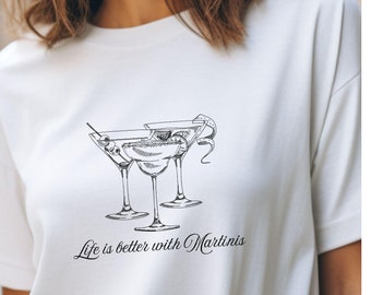 Martini Shirt, Cocktail Lover, Girls Night Out, Martini Lover Gift, Cocktail Shirt, Social Club, Dirty Martinis, Minimalist, Birthday Gift