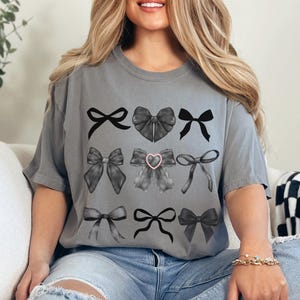 Coquette Black Bow Tshirt Cute Bow Shirt Black Ribbon Shirt Coquette Sweatshirt Gothic Shirt Comfort Colors Bow Shirt Valentines Day Gift