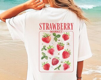Cute Strawberry Shirt Strawberry Aesthetic Botanical Garden Tshirt Strawberry Vintage Tee Cottagecore Berries Tshirt Summer Fruit Tee Gift