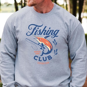 Fishing Sweatshirt, Camping Gift, Fishing Hoodie, Great Outdoors Top, Vintage Print Sweatshirt for Dad, Outdoorsman Angler, Fly Fishing Gift