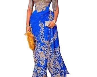 Nigerian, African Wedding Gown/ Dress for Women/Nigerian Wedding Guest Party Dress/Plus Size Women/Bridesmaids Dresses/George Asoebi Styles