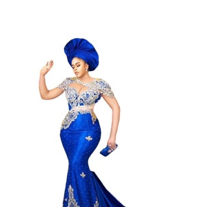 Nigerian, African Wedding Gown/ Dress for Women/Nigerian Wedding Guest Party Dress/Plus Size Women/Bridesmaids Dresses/George Asoebi Styles