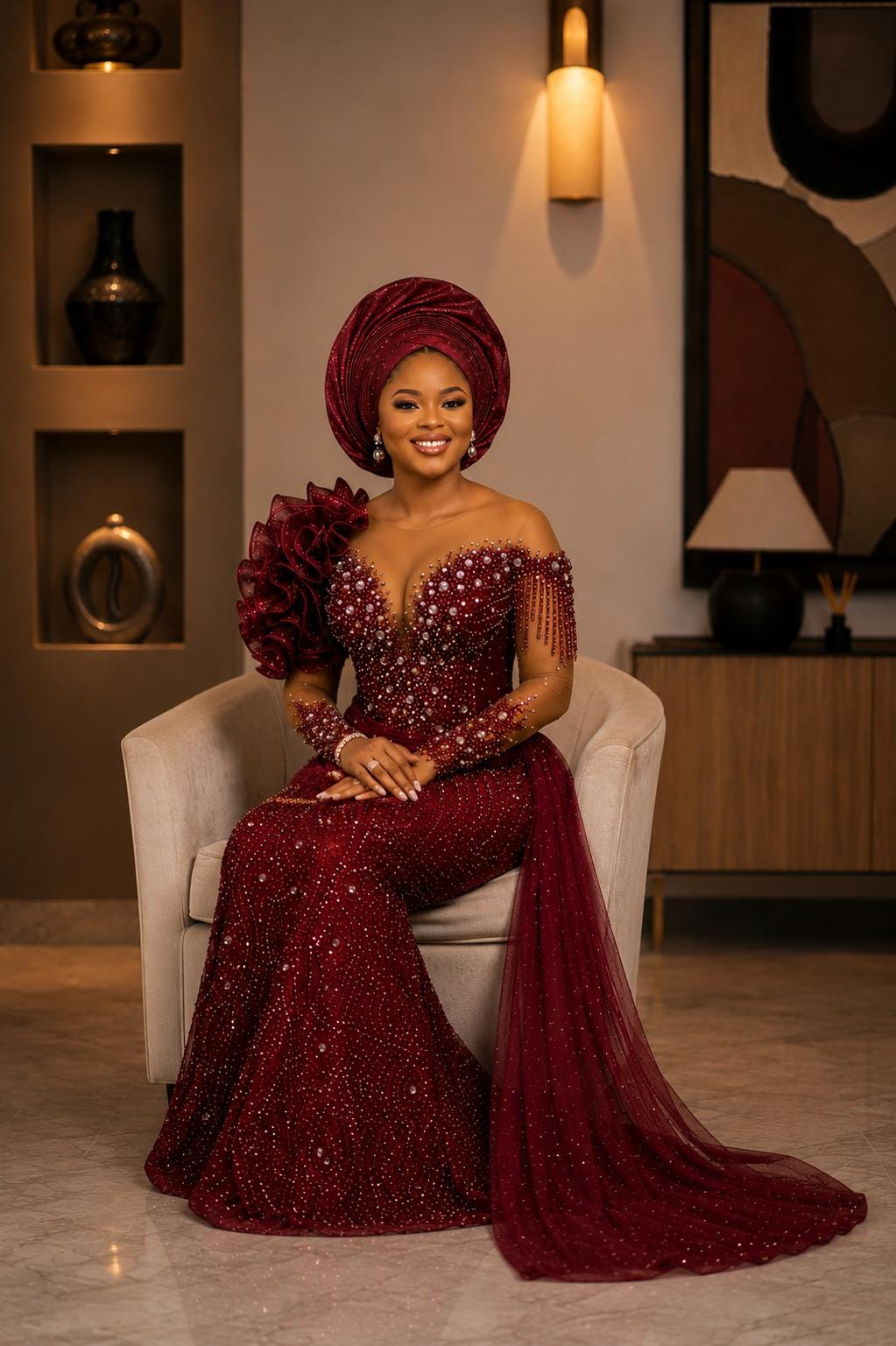 Burgundy Nigerian Bridesmaid Dress - Etsy
