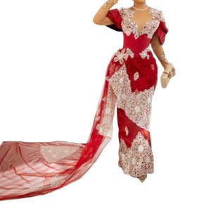 Nigerian, African Wedding Gown/ Dress for Women/Nigerian Wedding Guest Party Dress/Plus Size Women/Bridesmaids Dresses/George Asoebi Styles