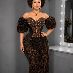 black cocktail dress with gold accents Embellished A Line Dress Black Gold