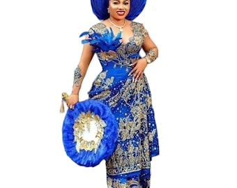 Nigerian, African Wedding Gown/ Dress for Women/Nigerian Wedding Guest Party Dress/Plus Size Women/Bridesmaids Dresses/George Asoebi Styles