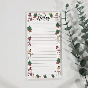 Handmade Christmas Notepad: Snowman & Holly Lined Memo Pad