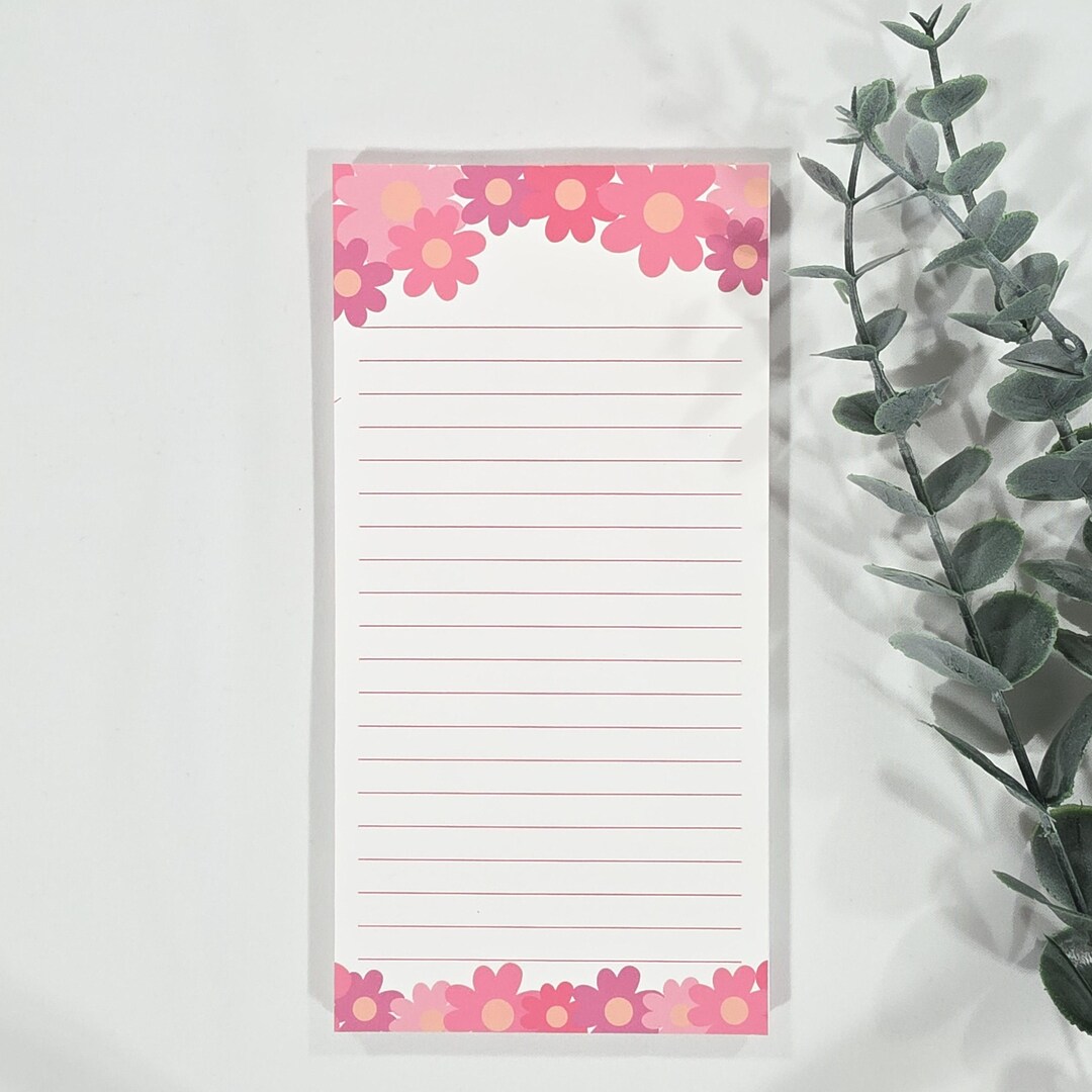 Pink Floral Notepad: Lined Tearaway Sheets, Kraft Backing - Etsy