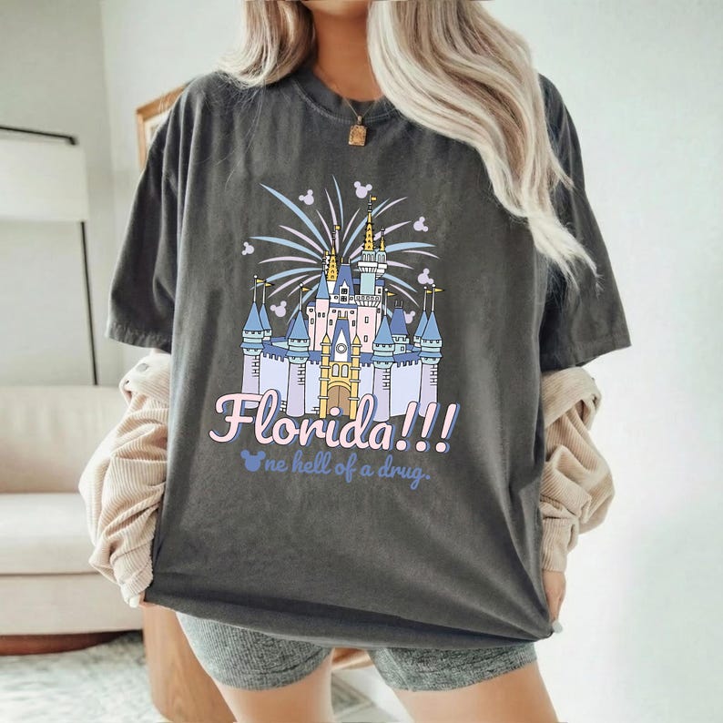 Florida One Hell Of A Droge Komfort Farben Shirt, Disney Schloss Sweatshirt, Familie Passendes T-Shirt, Walt Disney World T-Shirt, Disneyland Geschenk Bild 2