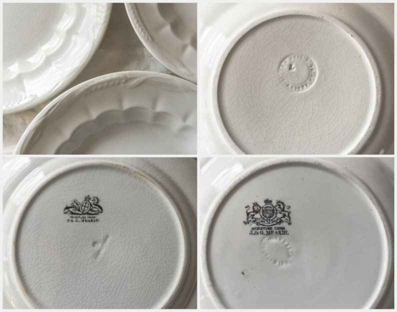 Antique J & G Meakin Ironstone China Wheat Pattern Bowls and Plate Collection, Vintage Farmhouse and Cottagecore Table Wares, image 8