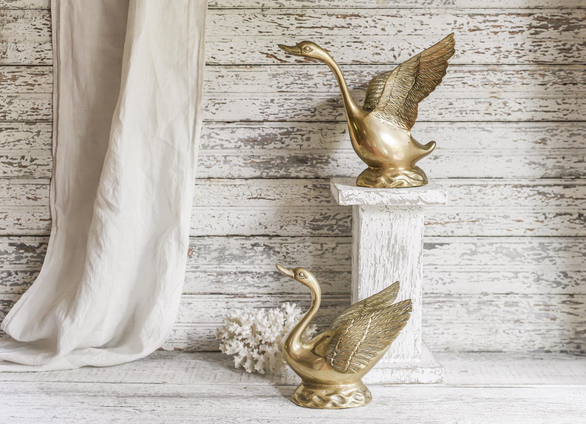 Vintage Mid Century Brass Geese/Swans - Each Sold Separately, Collectible MCM Bird Decor
