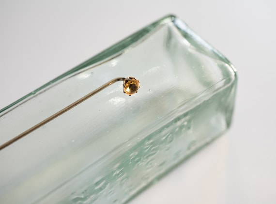 Victorian Era Yellow Faceted Glass Stick Pin, Ant… - image 3