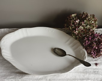 Antique Etruria White Ironstone Large Serving Platter Made by Mellor & Co, Farmhouse Table Wares, Cottage Core Serving Ware