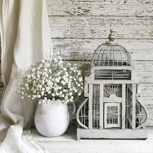 Vintage Painted Wood & Wire Decorative Birdcage, Circa 1940s, Farmhouse, Cottagecore and Shabby Chic Home Decor