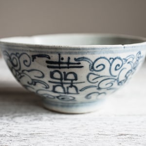 Ming Dynasty Zhangzhou Ware Blue and White Porcelain Rice Bowl, 1600s Antique Chinese Pottery image 6