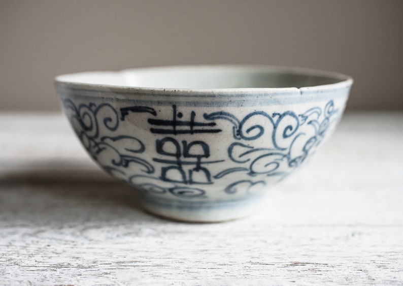 Ming Dynasty Zhangzhou Ware Blue and White Porcelain Rice Bowl, 1600s Antique Chinese Pottery image 6