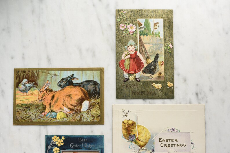 Antique Easter Post Card Easter Greetings Dutch Girl With Chickens & Chicks, Vintage Collectible Holiday Ephemera image 6