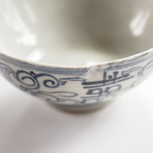 Ming Dynasty Zhangzhou Ware Blue and White Porcelain Rice Bowl, 1600s Antique Chinese Pottery image 4