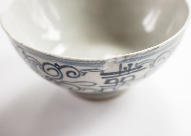 Ming Dynasty Zhangzhou Ware Blue and White Porcelain Rice Bowl, 1600s Antique Chinese Pottery image 4