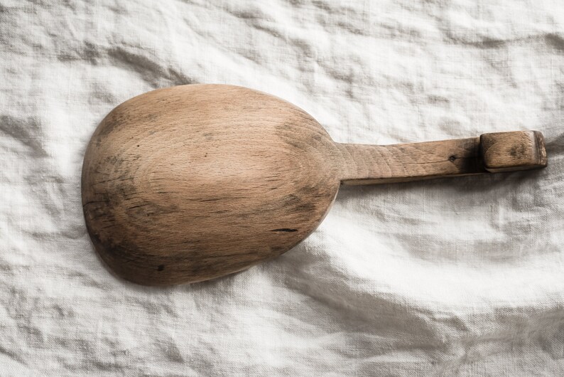 Antique Wood Butter Paddle, Farmhouse & Cottagecore Kitchen Ware image 3