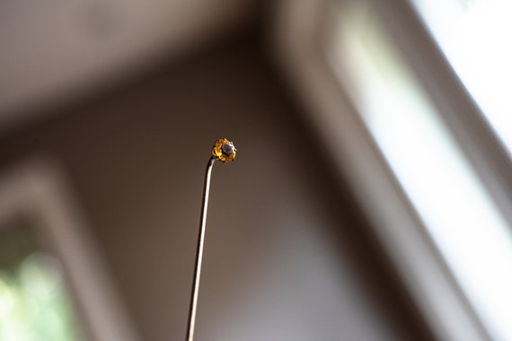Victorian Era Yellow Faceted Glass Stick Pin, Ant… - image 4