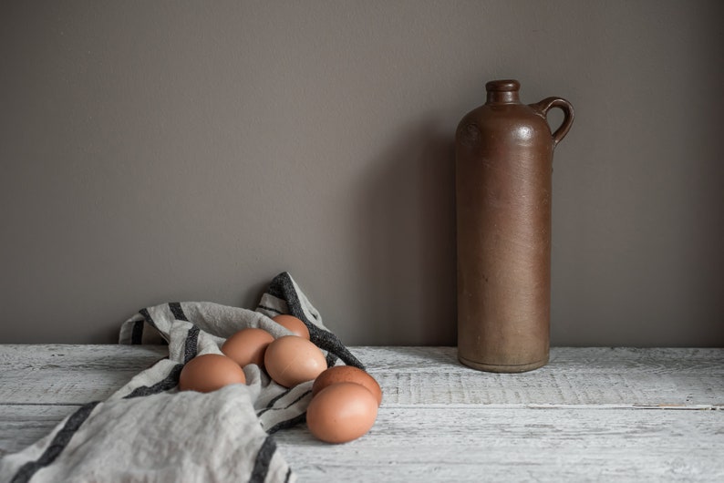 Antique German Stoneware Mineral Water Bottle, Farmhouse Decor, Cottage Core Style, Rustic Vase image 1