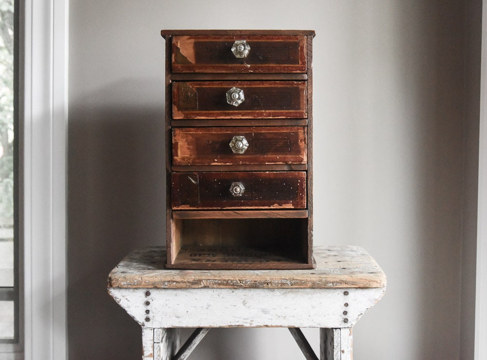 Antique Hand Made Wood Cigar Box Chest Home Storage Etsy