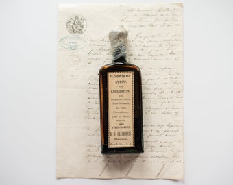 Antique Aperient Syrup Remedy Bottle, A.O. Tillinghast Pharmacist, West Valley NY, Collectors Bottle, Medicines & Cures