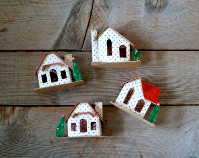 Maison Miniature Vintage Années 1950 En Bois - Pour Village De Noël Putz Ou Décor De Train, Fait Main USA
