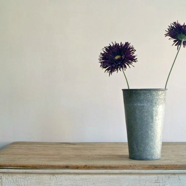 Vintage Rustic Galvanized Maple Syrup Bucket  -- Planter/Vase