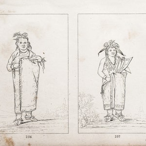 George Catlin Lithograph, Native American Portraits, Winnebago, Antique Prints, Framable Art, Home & Living, Collectibles, Vintage Ephemera image 1