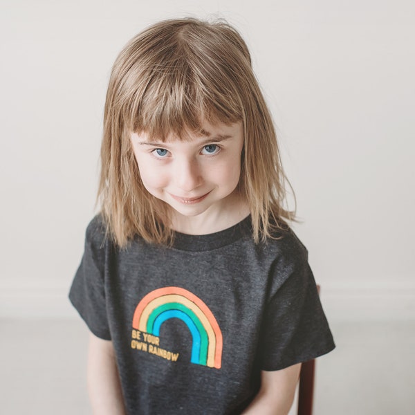 Be Your Own Rainbow Kid's T-Shirt, Positive Message Tee, Unisex Colorful Toddler Tee, Kid's Birthday Shirt, Gender Neutral Clothing