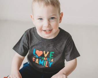 Love Makes a Family Kid's T-Shirt, Equality Toddler Tee, Family Pride, LGBTQ Pride, 10% of sales to GLSEN