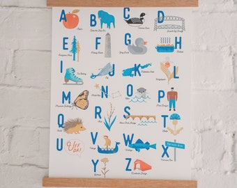 Minnesota alphabet nursery art print, nursery print, ABC poster, alphabet poster, bedroom wall art, nursery art