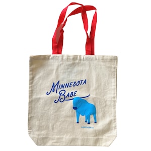 Minnesota Babe Tote Bag, borsa della spesa del Midwest, borsa di tela, borsa della biblioteca, regalo del Minnesota, Babe the Blue Ox, Paul Bunyan